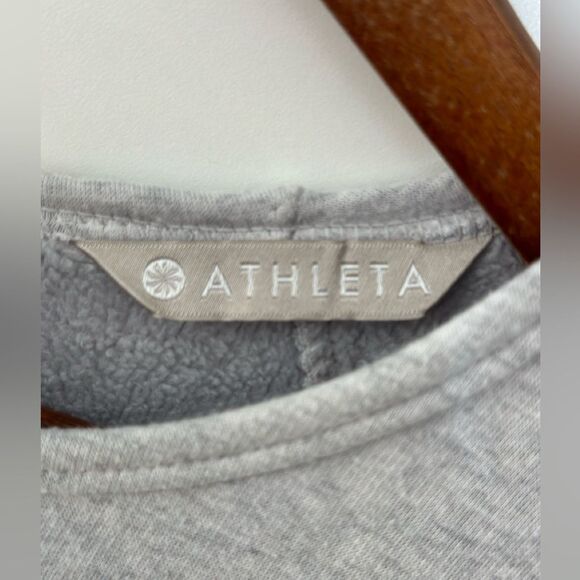 Athleta Cozy Karma Back Zip Fleece Crew Neck Sweatshirt Dress Gray Size XXS - Picture 10 of 11